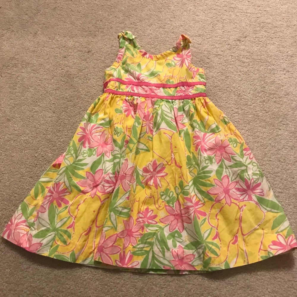 Lilly Pulitzer Yellow and Pink Floral Kids Dress